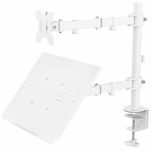 VIVO White Adjustable Laptop & Monitor Desk Mount Stand, Fits 1 Screen up to 32" - Picture 1 of 8