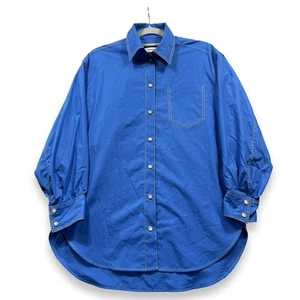 Camisa Sandro Mujer Talla 0 UK 6 Perla A Presión Azul Cuello Mangas Preppy - Imagen 1 de 9