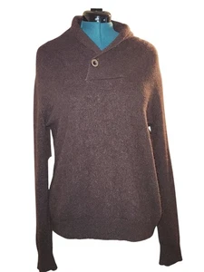 7 Diamonds Sweater Wool Alpaca Grandpa Core Cashmere Blend Size M Brown Men's - Picture 1 of 7