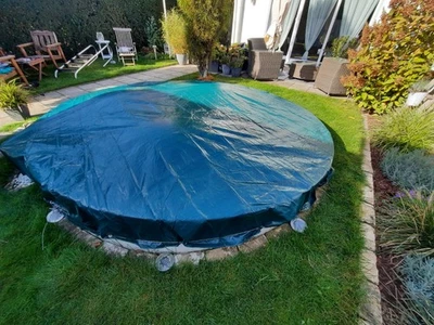 MARKENLOS Pool Abdeckplane rund 3 m – reißfest mit Ösen & Kordelzug – Winter & Sommer neu