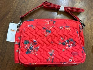 NWT LUG Wings SE Bouquet Red Crossbody Quilted Many Pockets New - Picture 1 of 18