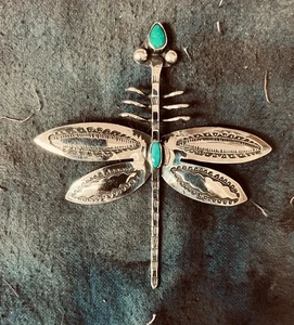 20er Jahre OLD PAWN NAVAJO STERLINGSILBER LIBELLE BROSCHE - Bild 1 von 2