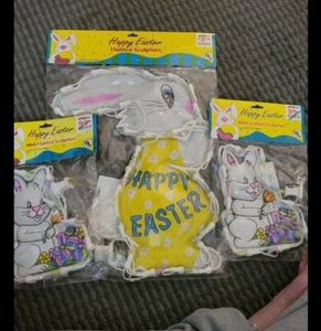 Vintage Mini Bunny Rabbits Plastic Decorations New in Package Designland Crafts - Picture 1 of 3