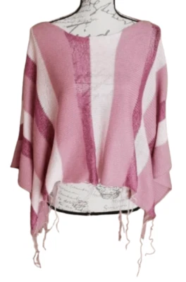 Poncho Suéter Proyecto Usado - Rayas Rosa/Rosa, O/S Foto 1 de 2
