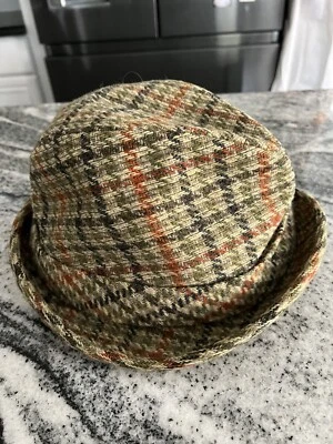Sombrero Fedora MACPHERGUS De Colección Verde Oliva Cuadros Tweed Lana 7 Foto 1 de 4