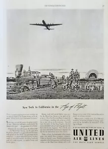 Anuncio vintage de United Air Lines Airway 1943 de Nueva York a California - Imagen 1 de 1