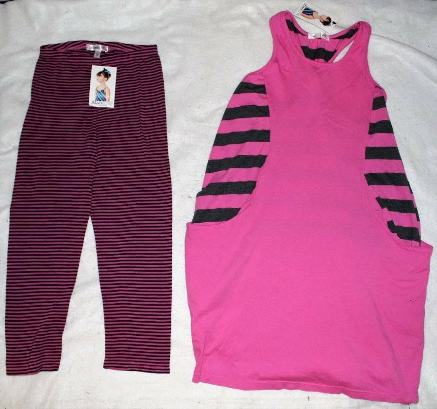 NWT Joah Love Poppy Orchid Oval Dress Striped Knit Capri Leggings Sz 12 - Image 1 of 1
