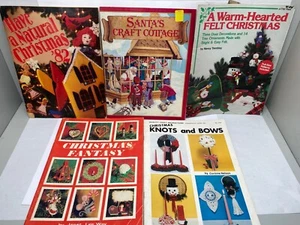 Vintage 70's 80's Christmas Ideas Decorating Craft Instruction Pattern Lot of 5 - Picture 1 of 21