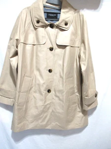 London Fog Collection Women's Large Tan Cotton Blend Single Breasted Pea Coat - Picture 1 of 15