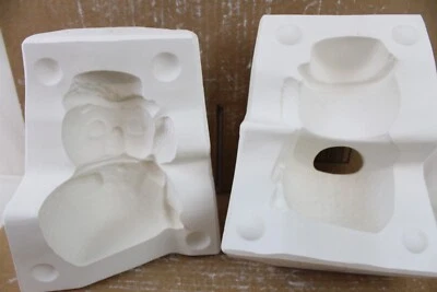 Ceramic Slip Mold 2 Piece Snowman Christmas Decoration Planter Frosty Casting - Image 1 of 4