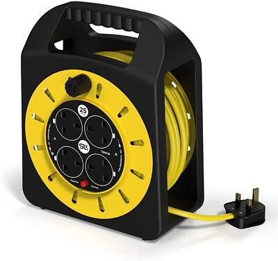 SLx Cable Extension Lead 25m, 4 Socket Easy-Wind Cassette Reel - Image 1 of 4