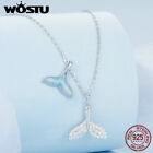 Wostu 925 Sterling Silver Whale Tail Necklace Chain Women Wedding Jewelry Gift 