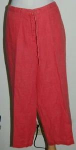 Choices 100% Linen Berry Red Drawstring Waist Wide Leg Capri Cropped Pants XL - Picture 1 of 4