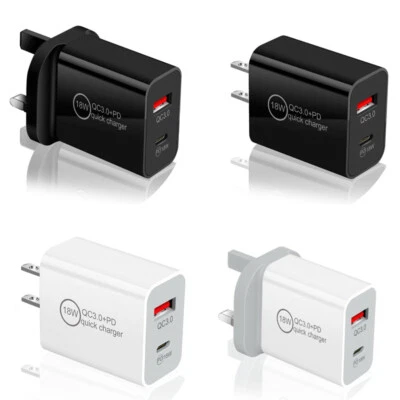 IPhone 13 12 PRO MAX 11 XS Fast Charger Cable 18W+QC3 PD Plug For Samsung USB C - Image 1 of 4