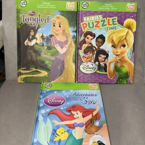 3 Leapfrog Tag Book Lot Disney Tangled Fairies Adventures under the Sea - Picture 1 of 4