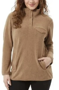 32 DEGREES WOMEN SNAP ARTIC FLEECE STRETCH PULLOVER MEDIUM WOOD SMOKE NEW TAGS - Picture 1 of 9