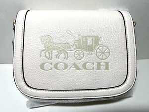 COACH Chalk Vanilla Horse and Carriage Ladies Leather Saddle Crossbody Bag! - Picture 1 of 12