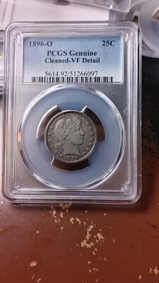 1896 O Barber Silver Quarter Dollar 25C PCGS VF Details Cleaned             5180 - Image 1 of 4