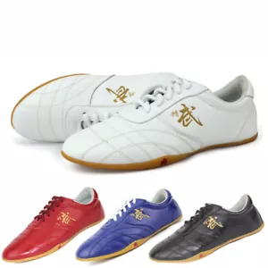 Martial Art Karate Taekwondo Shoe Kung Fu Genuine Leather Shoes Tai Chi Training - Picture 1 of 16