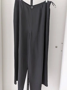 Eileen Fisher NUEVO SIN ETIQUETAS Negro 100% Seda Georgette Crepé Pierna Ancha 2 Bolsillos Laterales Med - Imagen 1 de 6