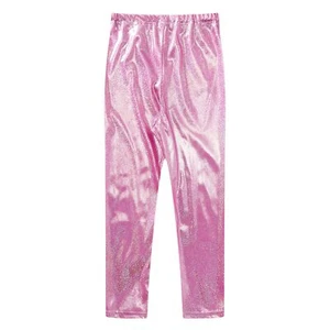 Kids Girl Pants Hip-hop Dancewear Athletic Sweatleggings Shiny Trousers Jazz - Picture 1 of 56