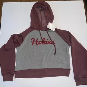 Virginia Tech Hokies Womens Crop Top Hoodie Size Medium By Champion New - Picture 1 of 8