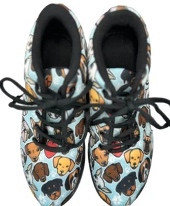 Dog Print Shoes Womens 8 Athletic Sneakers Novelty Colorful Active Vet Puppy - Picture 1 of 7