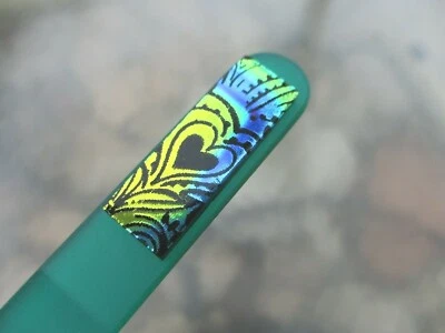 Mont Bleu Czech Glass Nail File with Pattern Dichroic Glass Color Choice 5 1/2"  - Image 1 of 2