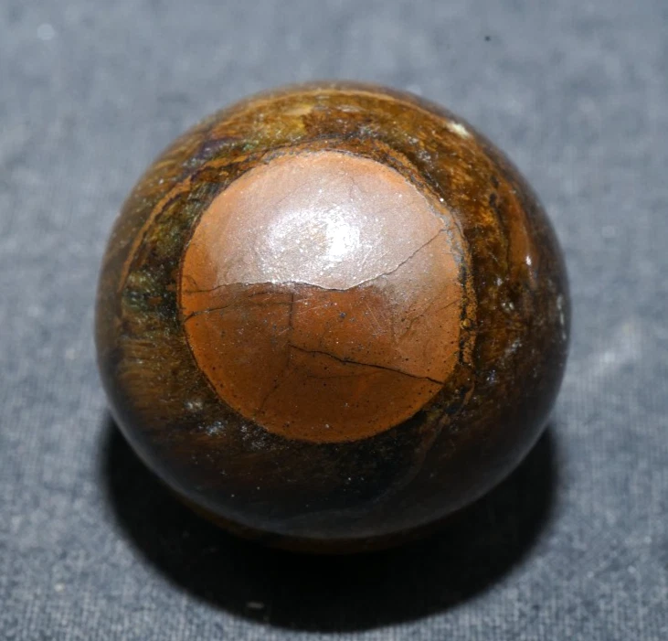 78" Tiger Eye Marble Banded Agate Vintage Hand Ground Bullseye Good  Mar646 - Image 1 of 4