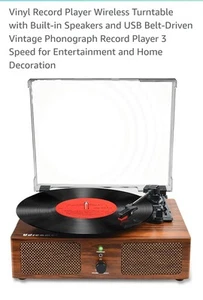 Vinyl Plattenspieler Wireless Turntable mit integrierten Lautsprechern und USB - Bild 1 von 9