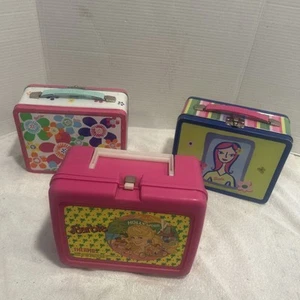 Lot Of 3 1988 Hollywood Barbie Mattel Pink Plastic Metal Lunchbox /no thermos - Picture 1 of 9