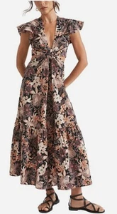 Seed Heritage Floral Knot Front Textured Stylish Wear Midi Dress Size 12 Women's - Picture 1 of 18