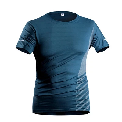 Camiseta para Correr Hombres Verano Seda Hielo Fina Top Estampado Reflectante Secado Rápido Corta Foto 1 de 4