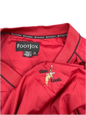 FJ Foot Joy Windbreaker Mens XL Red V Neck Golf  Nylon Pullover Lined Pockets - Image 1 of 4