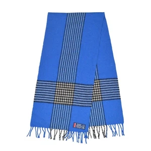 Sammy Lambswool Pure New Wool Scarf Blue Tartan Made In England - Bild 1 von 5