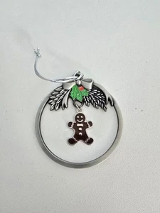 2008 State Auto Christmas Ornament Dangle Gingerbread Man Silver Color - Picture 1 of 2
