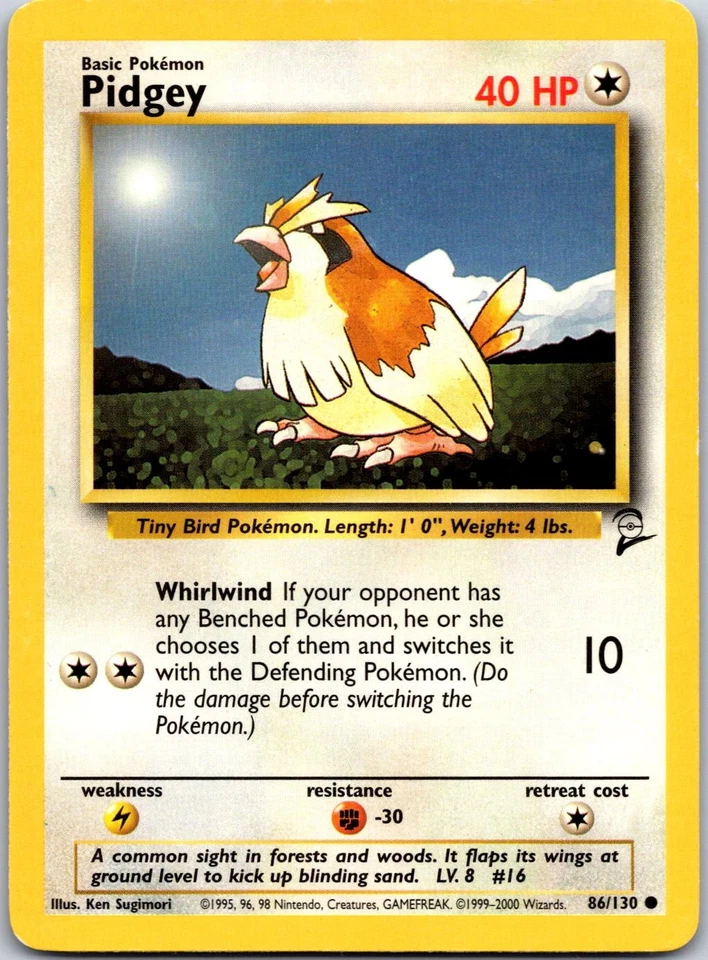 Pidgey Common Base Set 2 Normal 086/130 LP - Image 1 of 2