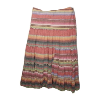 Tasha Polizzi Tiered Maxi Skirt Woman XL Colorful Rainbow Striped Coastal Boho - Image 1 of 4
