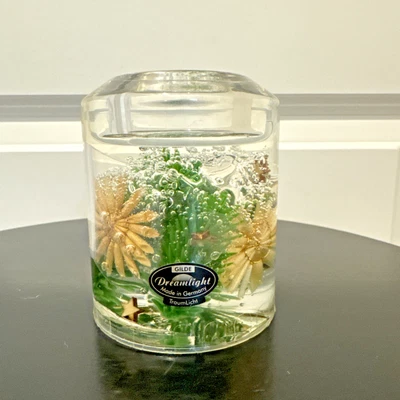 Glide Dreamlight Traumlicht Christmas Gold Green Tea light Candle Holder Germany - Image 1 of 4