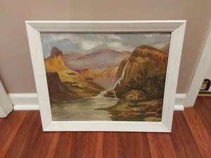 VINTAGE Mountains Lake Landscape Impressionism Artist Oil Painting Signed Framed - Picture 1 of 10
