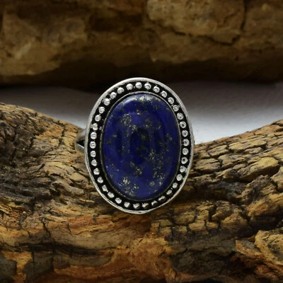 Belli Blu Lapislazzuli Gemma 925 Argento Sterling Handmade Anello Tutti Misura - Immagine 1 di 3