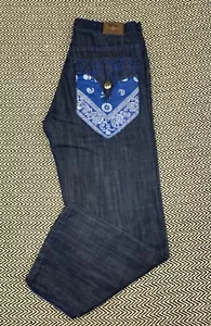 Jeans Reve 34x32 Azul Bandana Bordado Azul Jeans Premium Denim Y2K Grunge - Imagen 1 de 13