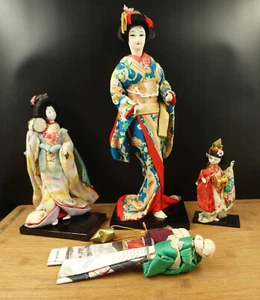 3 Vintage/Antique Japanese Dolls/Figures Kimono Geisha Traditional - Picture 1 of 24