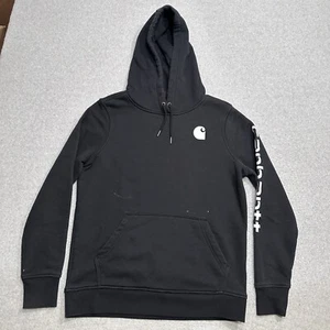 Carhartt Boys Black Relaxed Fit Long Sleeve Pullover Hoodie Size M 8 /10 Pocket - Picture 1 of 16