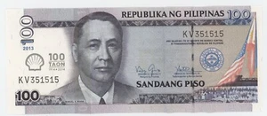 Philippinen 100 Piso 2013 Pick 219 UNC Stempelglanz Banknote Gedenkmünze - Bild 1 von 2