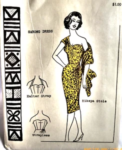 RARE OOP POLYNESIAN PATTERN HALTER SARONG DRESS PATTERN SZ 10 B 31 - Picture 1 of 7