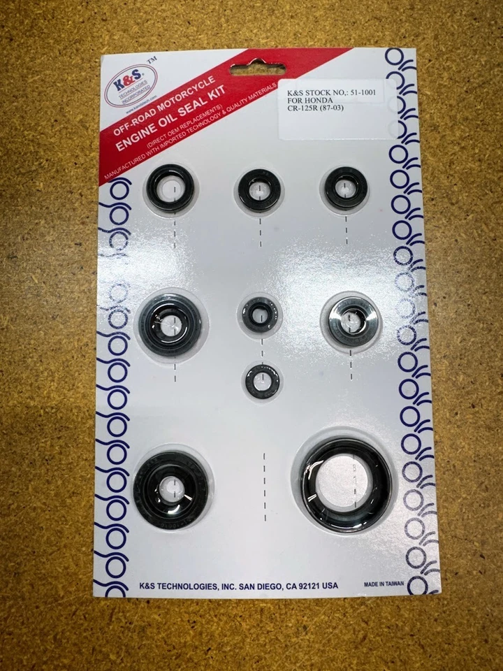 Honda CR125R 1987-2003 K&S Complete Engine Oil Seal Kit Set CR125 CR-125R - Image 1 of 2