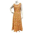 REAL?COMFORT Women?s Sz 8 Floral Praire Garden Orange Sleeveless MIDI Dress