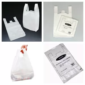 VEST & BOTTLE & GROCERRY CARRIER BAGS BOX OF (500,1000,2000) IN WHITE COLOR - Picture 1 of 1