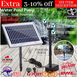 25W Solar Powered Fountain Submersible Water Pump Indoor Outdoor Garden 12V New - Picture 1 of 12